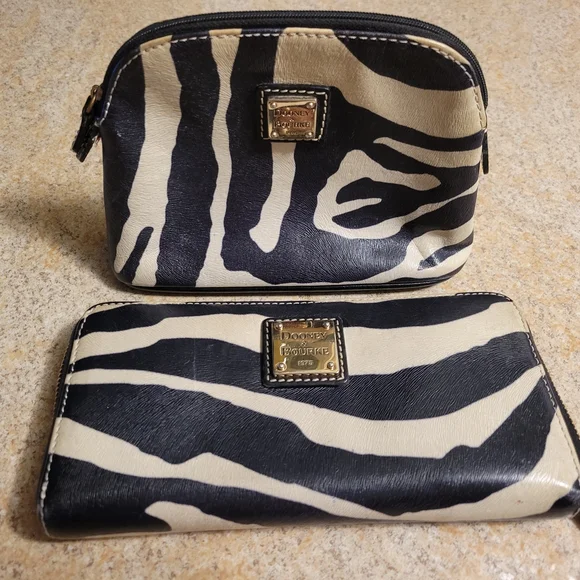 Dooney & Bourke Zebra Print Wallet and Pouch - Picture 1 of 7